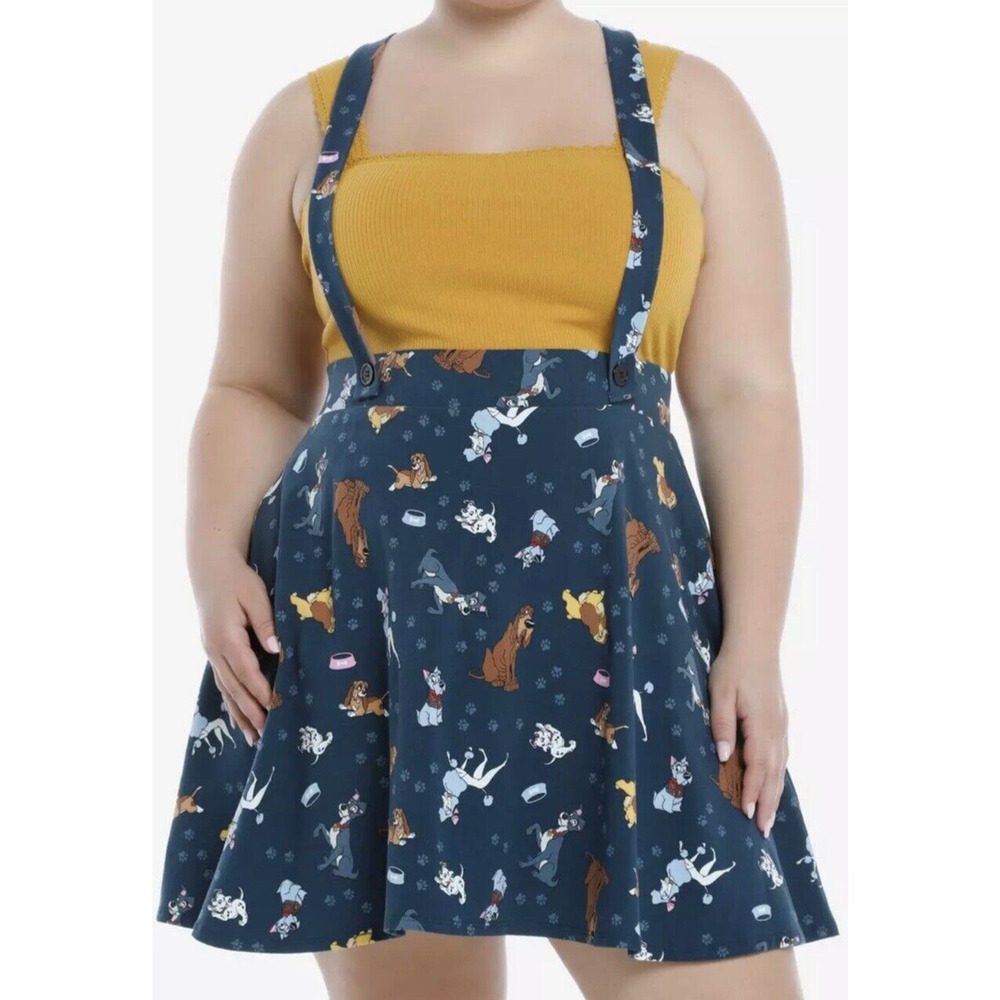 NWT Hot Topic Disney Dogs Suspender Skirt Shirt SIZE 2X Plus Womens Juniors